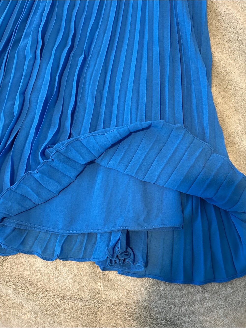 White House Black Market WHBM Isla Blue Flowy Pleated Maxi Skirt 6 - Picture 5 of 5